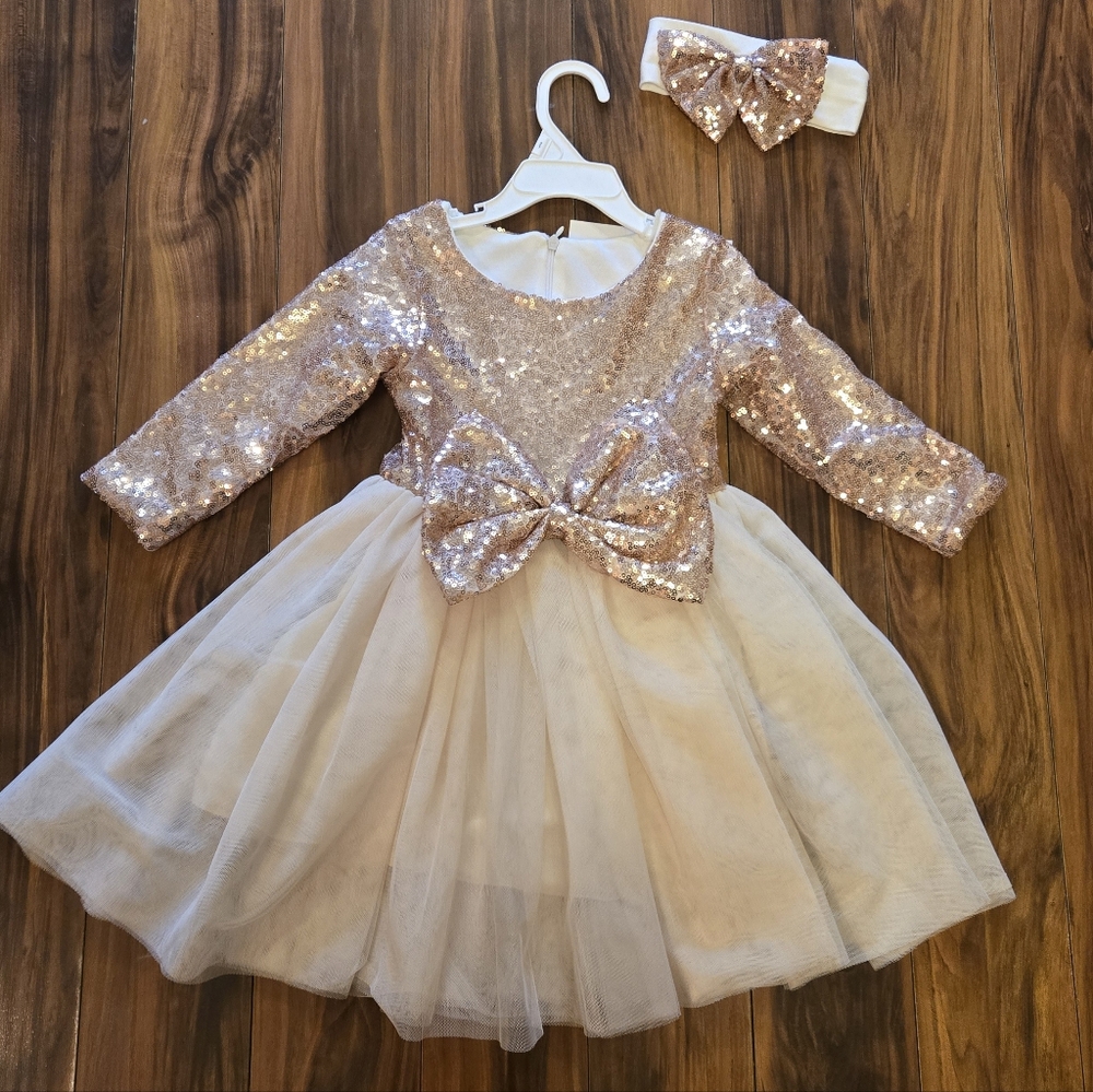 Sparkling Sequin Dress with Bow